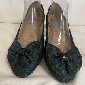 Circus by Sam Edelman Teal and Black Bow Flats